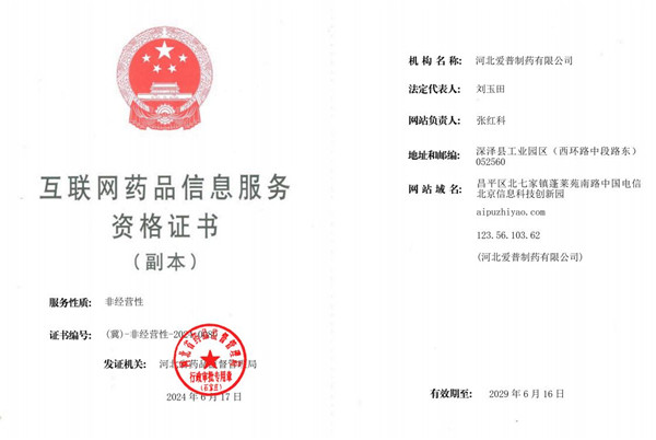 互聯(lián)網(wǎng)藥品信息服務(wù)資格證書(shū)副本